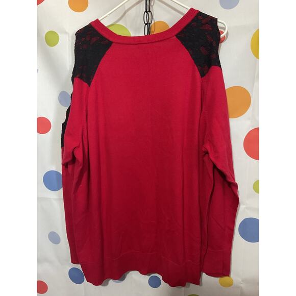 Torrid Size 4 Sweater Cutout Sleeves Red Blk - Picture 4 of 11